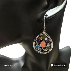 Boho Dangle Earrings Colorful Teardrop Hippie Earrings NWT